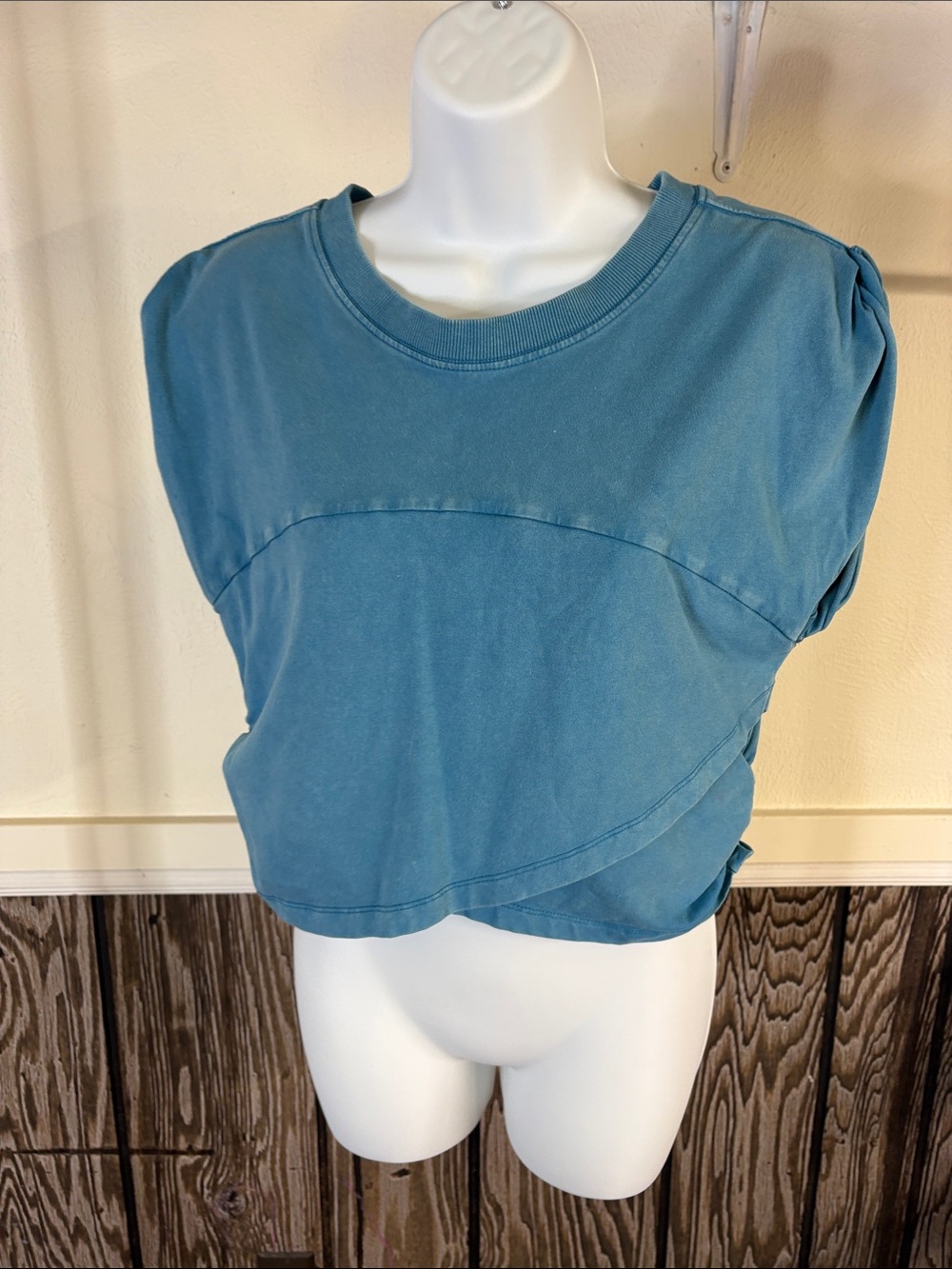 FP Movement by Free People Washed Teal Cropped Crew Tee